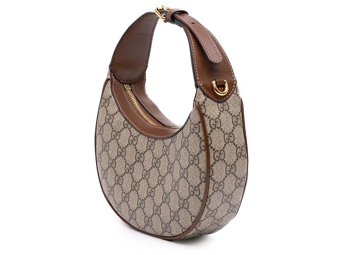 Borsa Mini GG Supreme a Mezzaluna Gucci Beige - vista 2