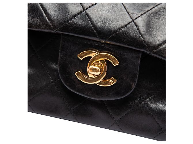 Chanel Black Medium Classic Lambskin Double Flap Nero - vista 5