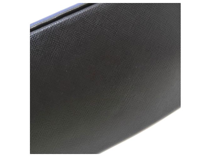 Borsa Tote 2-Way Prada Saffiano Triangle Nero Blu - vista 14