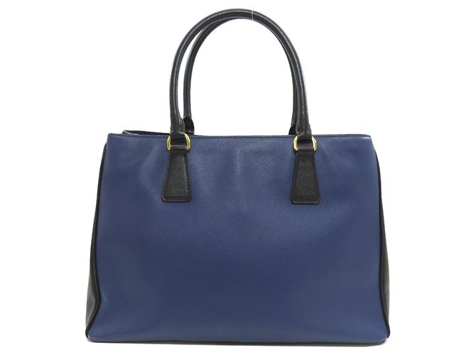 Borsa Tote 2-Way Prada Saffiano Triangle Nero Blu - vista 2