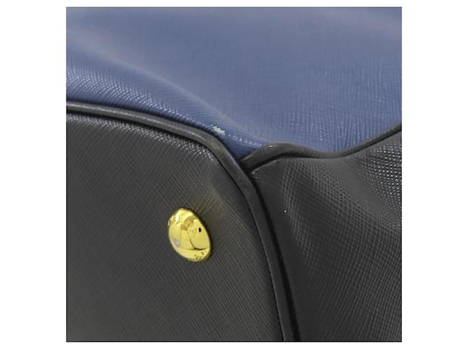 Borsa Tote 2-Way Prada Saffiano Triangle Nero Blu - vista 20