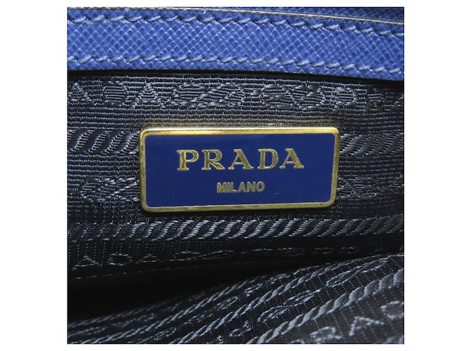 Borsa Tote 2-Way Prada Saffiano Triangle Nero Blu - vista 6