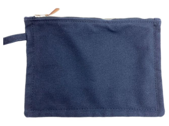 Hermès Bora Tote Bag Marineblau Canvas - Ansicht 7