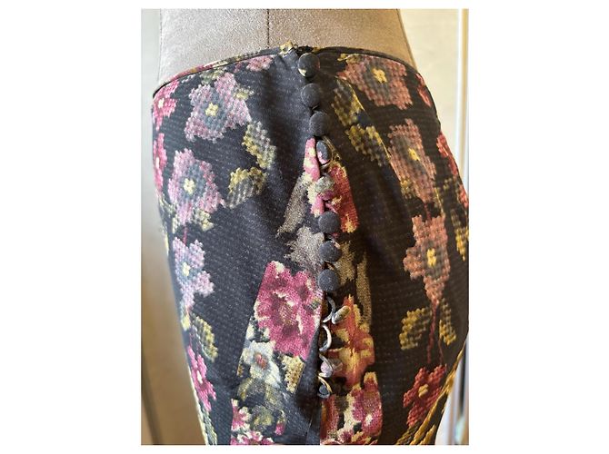 Gonna lunga in seta John Galliano Nero Rosa Multicolore - vista 3