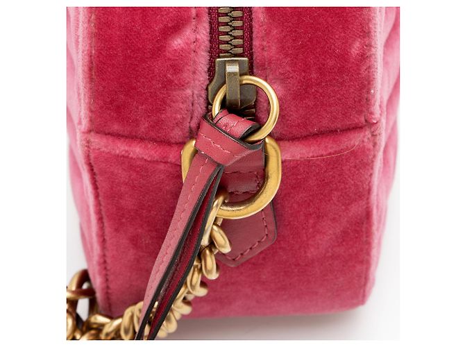 Borsa Small Camera Gucci Matelassé Velvet GG Marmont Rosa - vista 10