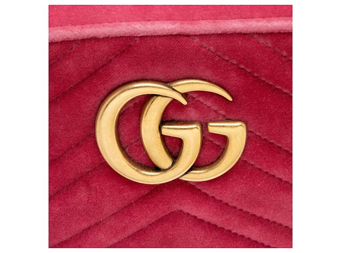 Borsa Small Camera Gucci Matelassé Velvet GG Marmont Rosa - vista 9