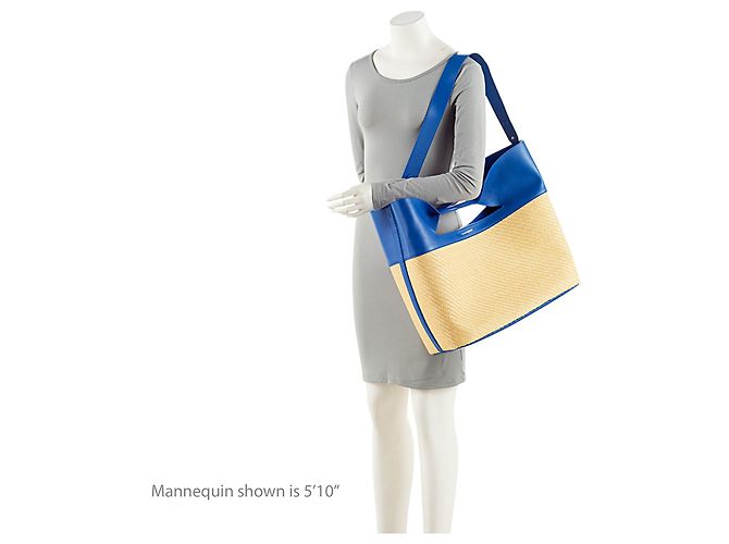 Borsa Tote The Bow in pelle e rafia Alexander McQueen Marrone Beige - vista 5