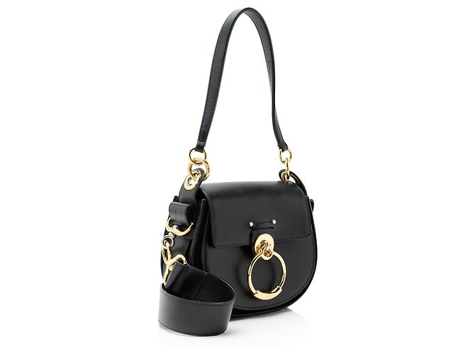 Chloé Borsa a spalla piccola Tess in pelle di vitello Chloe Nero - vista 2