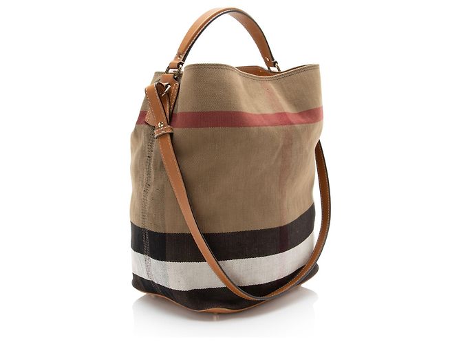 Borsa a secchiello Burberry Canvas Check Susanna Marrone Beige - vista 2