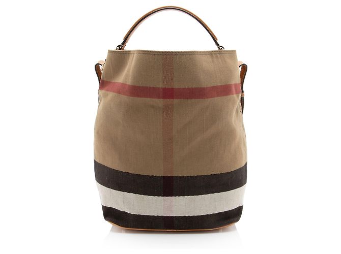 Borsa a secchiello Burberry Canvas Check Susanna Marrone Beige - vista 3