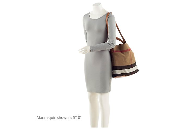 Borsa a secchiello Burberry Canvas Check Susanna Marrone Beige - vista 5
