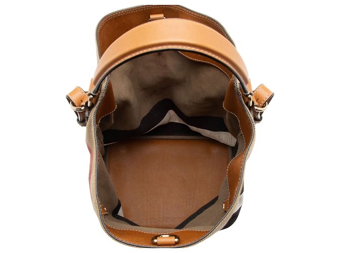 Borsa a secchiello Burberry Canvas Check Susanna Marrone Beige - vista 7