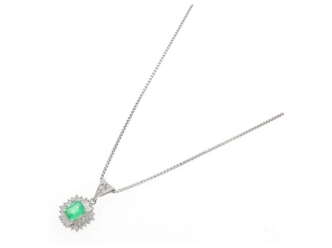 Autre Marque Collana in Pt900/Pt850 con smeraldo e diamante Verde - vista 2