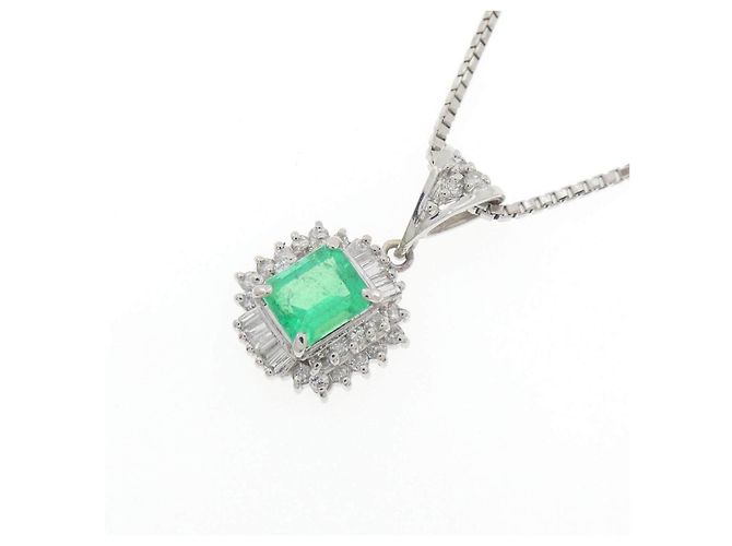 Autre Marque Collana in Pt900/Pt850 con smeraldo e diamante Verde - vista 3
