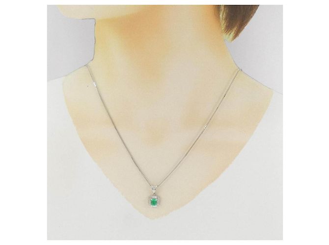 Autre Marque Collana in Pt900/Pt850 con smeraldo e diamante Verde - vista 6