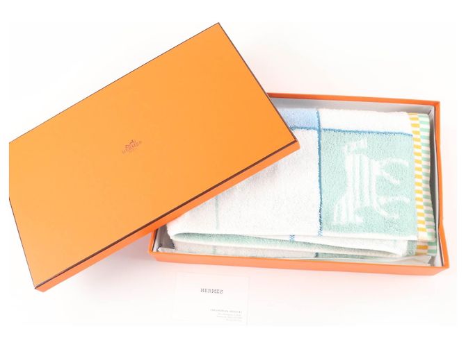 Hermès Borsa Asciugamano in Cotone Hermes Towel Bag Towel Blu - vista 2
