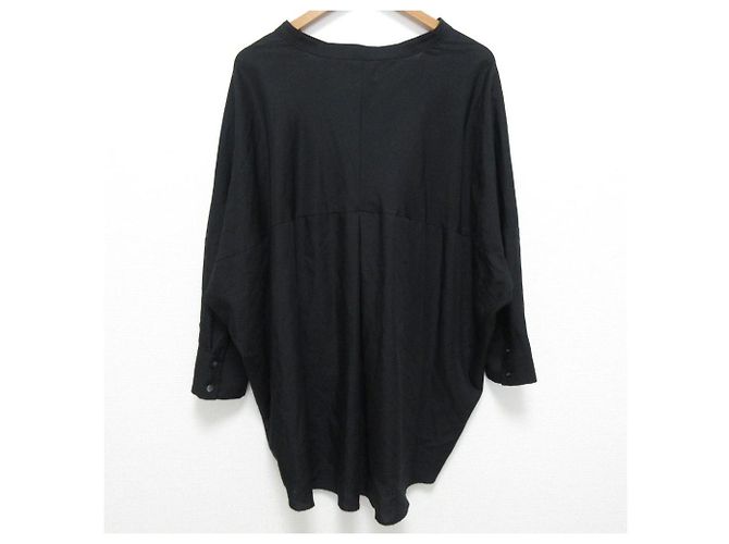 Autre Marque Lisiere Oversized-Bluse mit V-Ausschnitt Schwarz - Ansicht 2