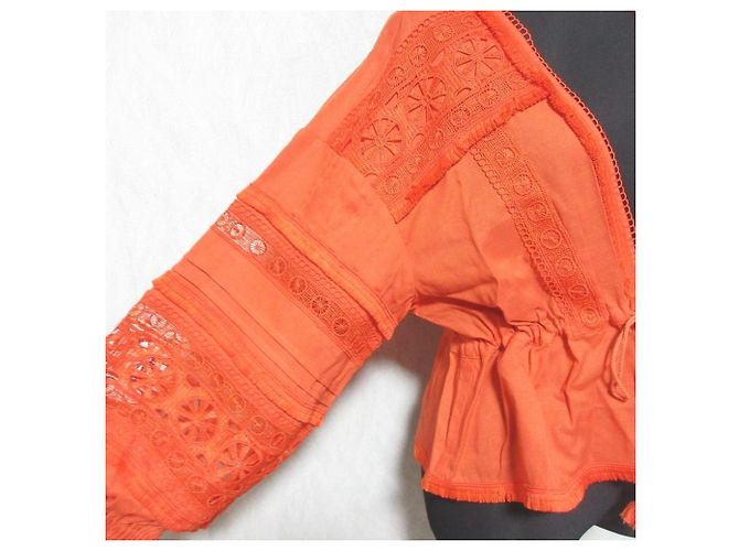 Autre Marque GRACE CONTINENTAL Bluse mit Spitzenbesatz Orange - Ansicht 5