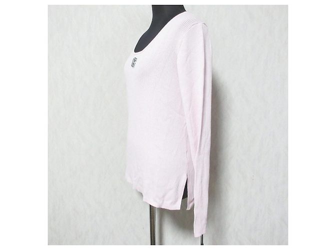 Autre Marque Top a coste Grace Class con logo ricamato Rosa - vista 3