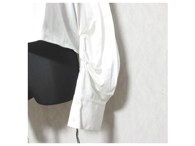 Autre Marque Diagram Tuck Sleeve Denim-Hemd Weiß - Ansicht 3