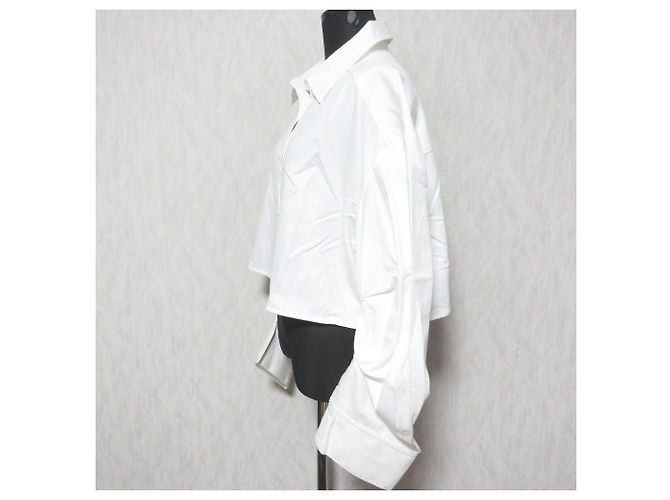 Autre Marque Diagram Tuck Sleeve Denim-Hemd Weiß - Ansicht 5
