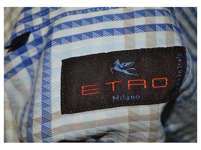 Camicia a quadri Etro in cotone Bianco Blu Beige - vista 5