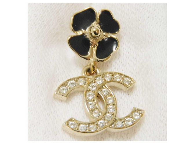 Orecchini Chanel Camellia Crystal Drop Nero D'oro - vista 4