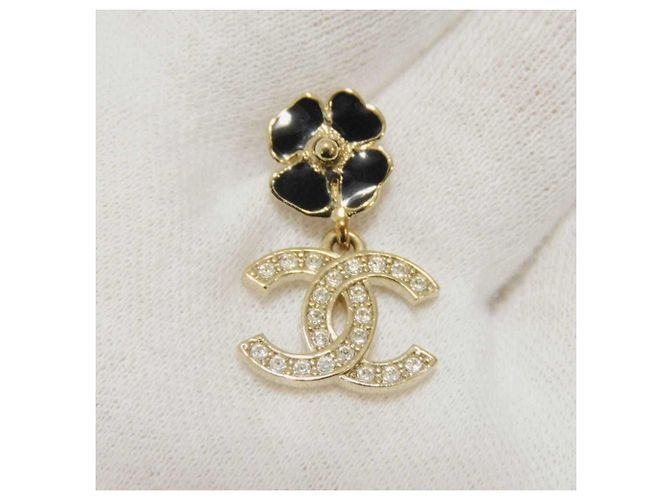 Orecchini Chanel Camellia Crystal Drop Nero D'oro - vista 8