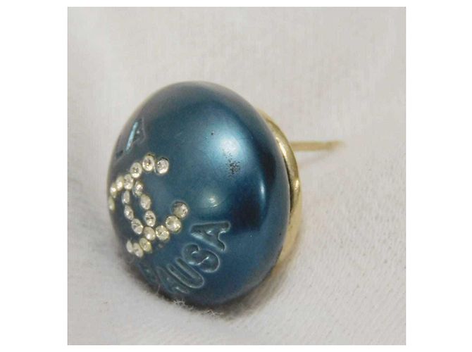 Chanel La Pausa Coco Mark Round Crystal Rhinestone Ohrstecker Blau - Ansicht 10