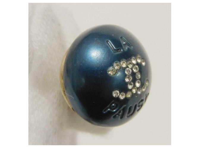 Chanel La Pausa Coco Mark Round Crystal Rhinestone Ohrstecker Blau - Ansicht 12
