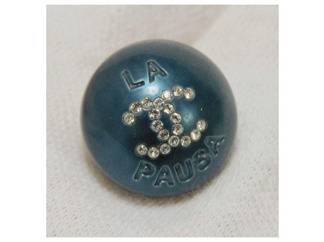 Chanel La Pausa Coco Mark Round Crystal Rhinestone Ohrstecker Blau - Ansicht 4