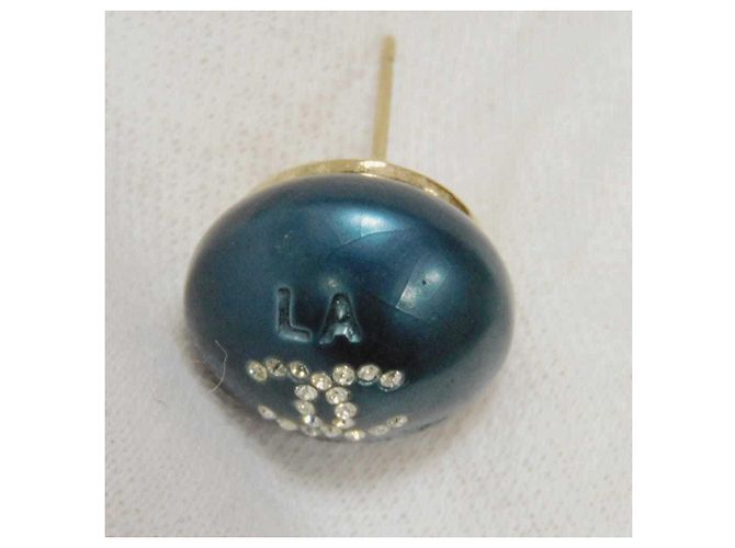 Chanel La Pausa Coco Mark Round Crystal Rhinestone Ohrstecker Blau - Ansicht 6