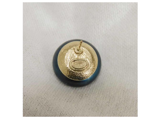 Chanel La Pausa Coco Mark Round Crystal Rhinestone Ohrstecker Blau - Ansicht 8