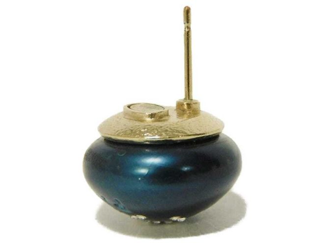 Chanel La Pausa Coco Mark Round Crystal Rhinestone Ohrstecker Blau - Ansicht 9