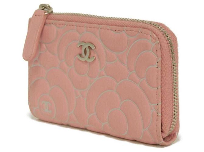 Portamonete Chanel Camellia in vitello rosa - vista 2