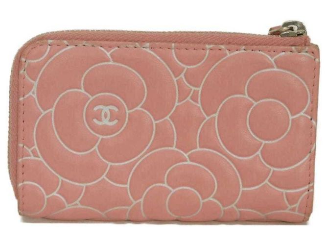 Portamonete Chanel Camellia in vitello rosa - vista 3