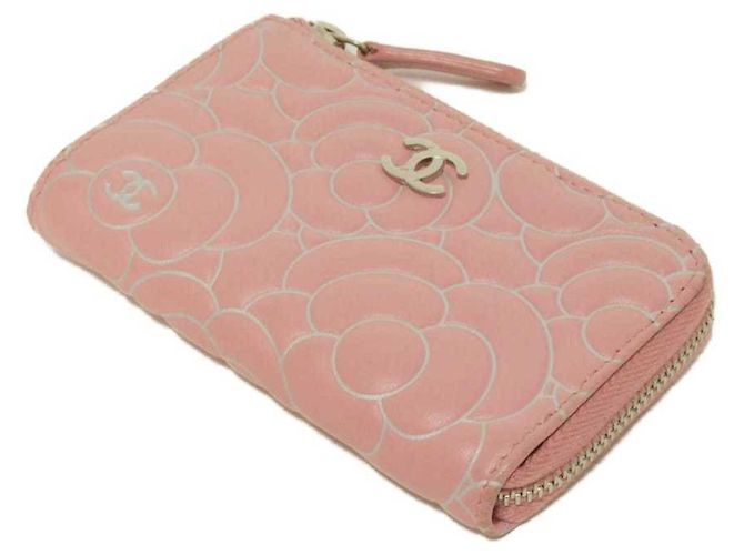 Portamonete Chanel Camellia in vitello rosa - vista 4