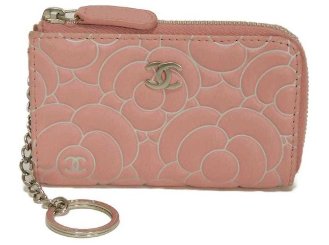 Portamonete Chanel Camellia in vitello rosa - vista 5