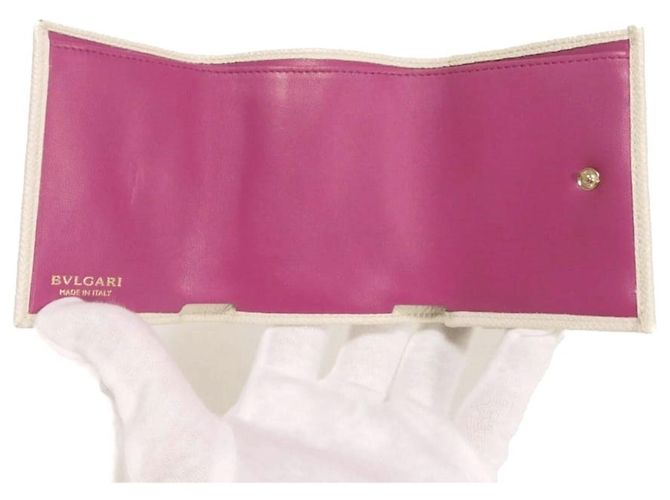 Bulgari Carteira Tri-Fold Bvlgari em couro branco - vista 5