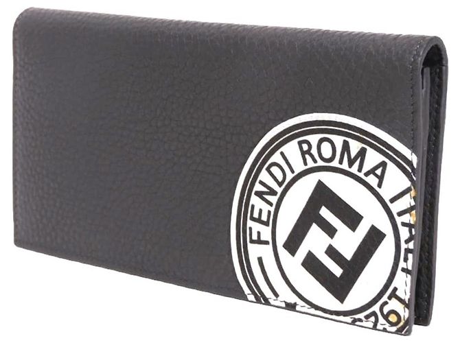 Fendi Gray Embossed Leather Long Wallet Brown - view 2