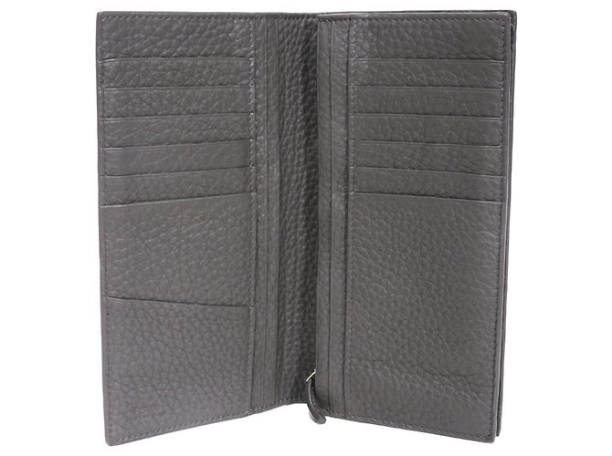 Fendi Gray Embossed Leather Long Wallet Brown - view 5