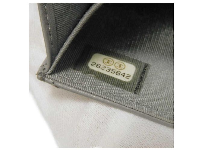 Cartera bi-fold Chanel en piel de cordero gris Castaño - vista 10