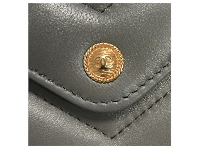 Cartera bi-fold Chanel en piel de cordero gris Castaño - vista 13