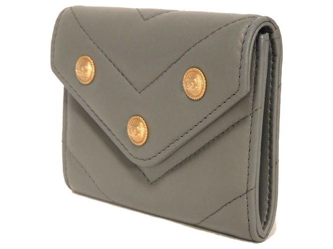Cartera bi-fold Chanel en piel de cordero gris Castaño - vista 2