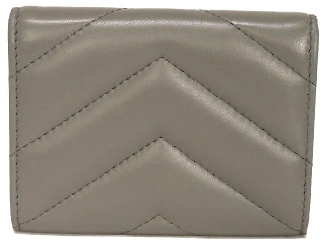 Cartera bi-fold Chanel en piel de cordero gris Castaño - vista 3