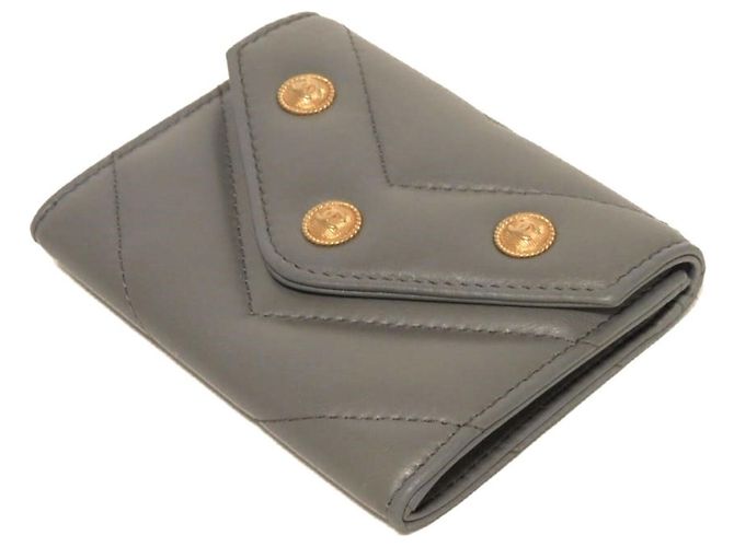 Cartera bi-fold Chanel en piel de cordero gris Castaño - vista 4
