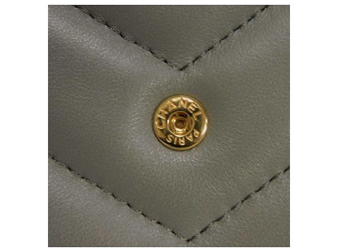 Cartera bi-fold Chanel en piel de cordero gris Castaño - vista 7