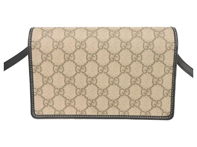 Borsa a tracolla Gucci GG Supreme Nero Beige - vista 3
