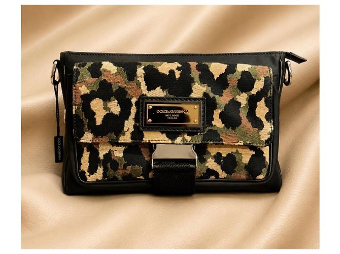 Borsa a tracolla Dolce & Gabbana Jacquard Leopardato Camouflage Nero Multicolore - vista 9