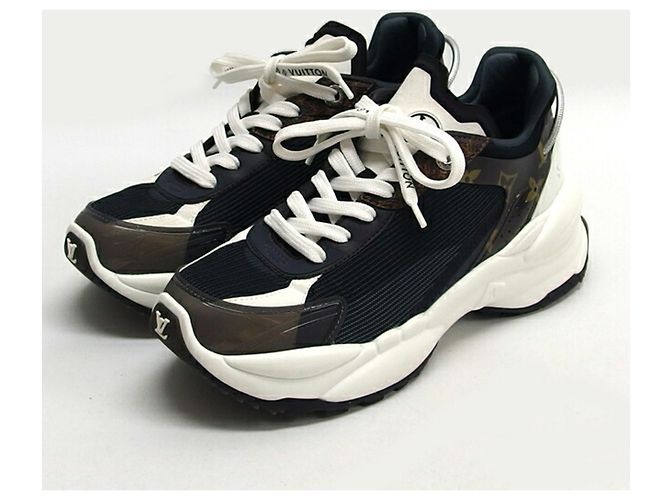 Sneakers Dad Louis Vuitton LV Circle Run 55 Line Nero Bianco Marrone scuro - vista 2